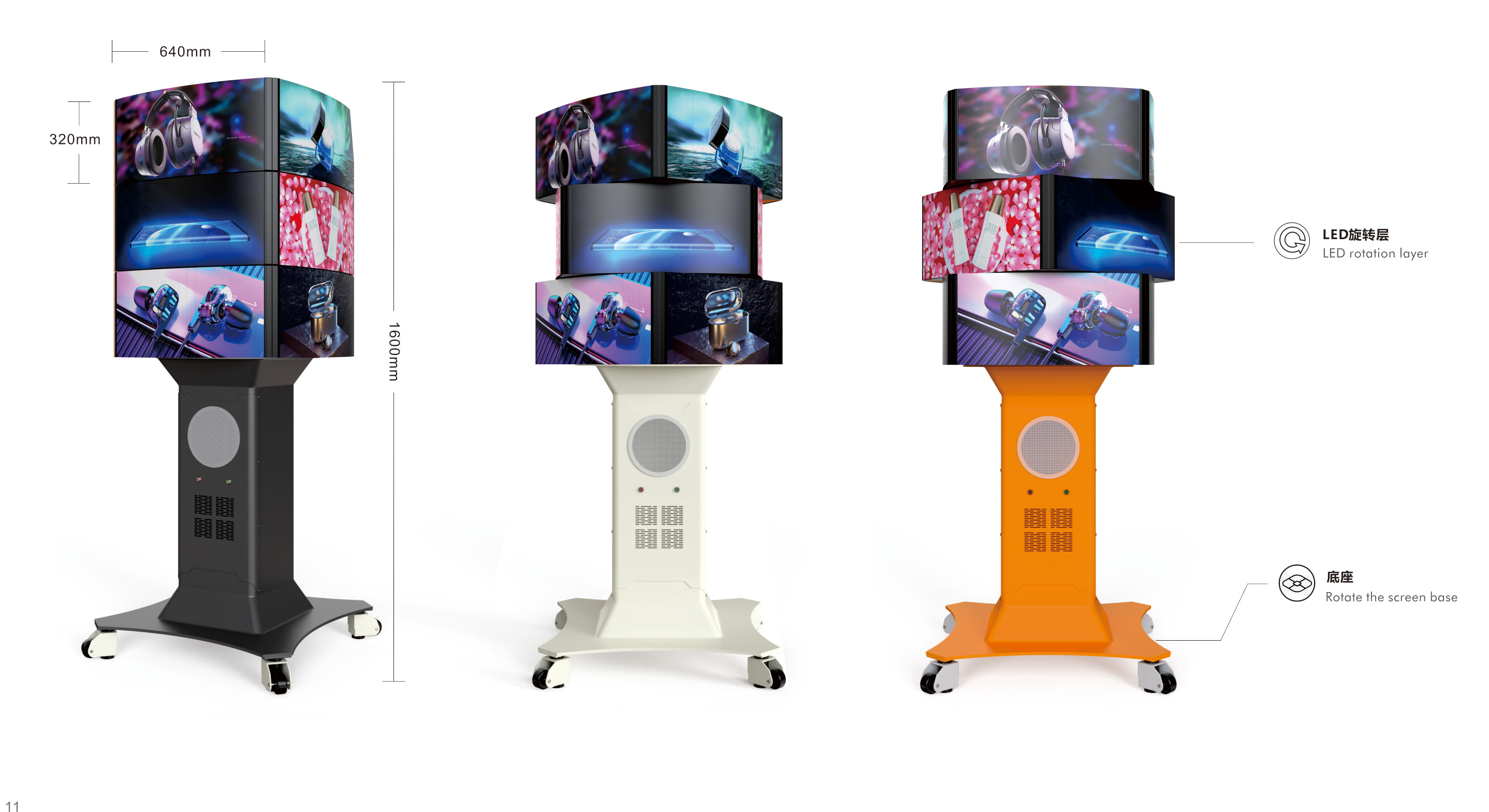 Indoor LED-3 layer 4-sided mini intelligent mechanical screen (curved surface)
